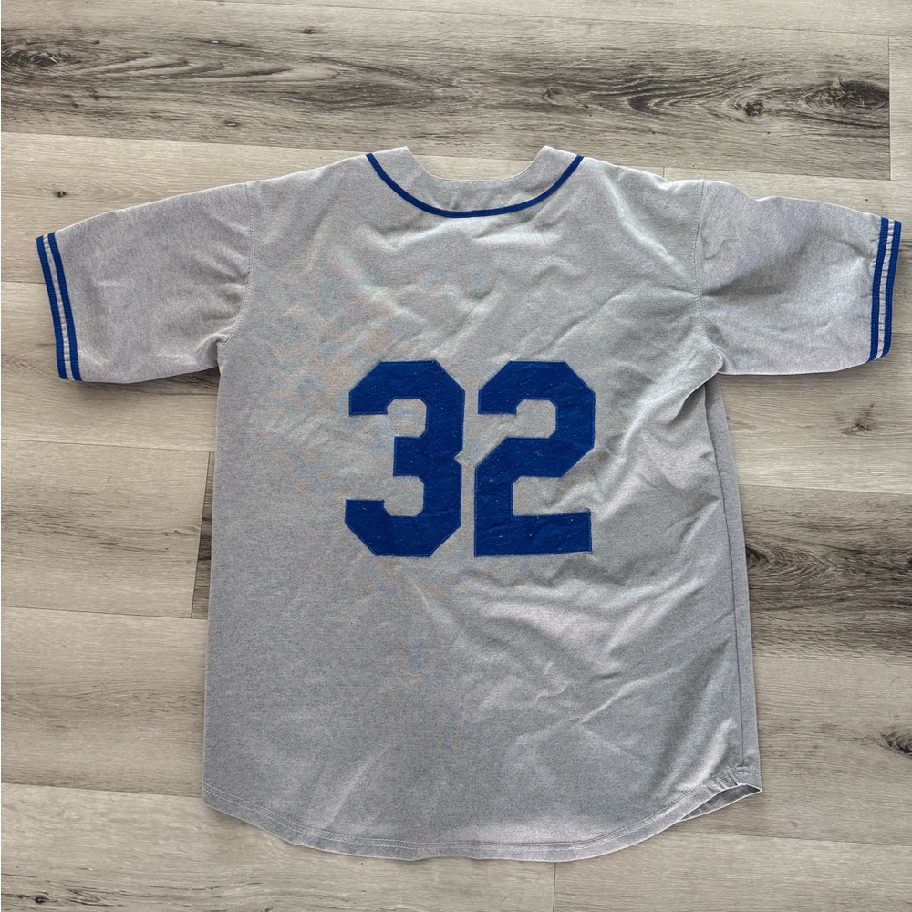 Gray Dodgers Sandy Koufax Jersey with Blue Trim - Picture 2 of 4